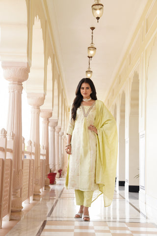 Golden Glow Light Yellow Organza Kurta Set