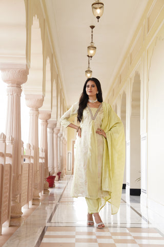 Golden Glow Light Yellow Organza Kurta Set