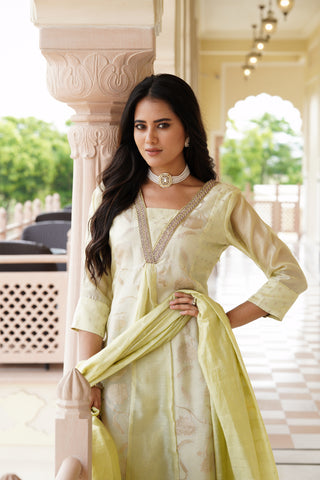 Golden Glow Light Yellow Organza Kurta Set