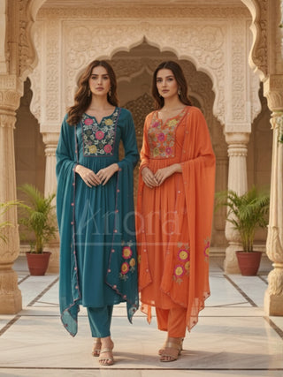 Women Ethnic Embroidered Kurta Set with Dupatta