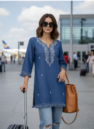 cotton denim top Anora