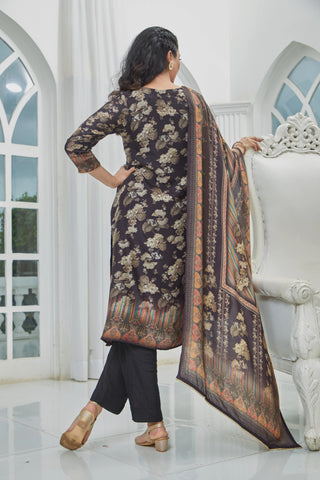 Black Golden Petals Kurta