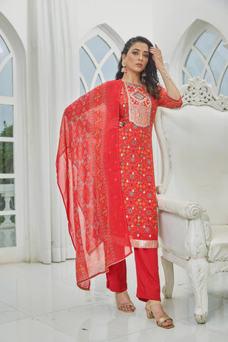 Red Festive Glow Kurta set