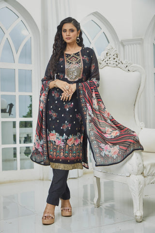 Midnight Bloom Kurta Set