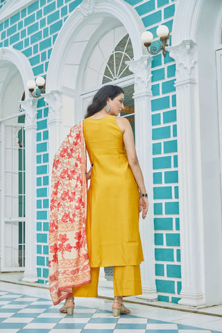 Yellow Floral Kurta Set