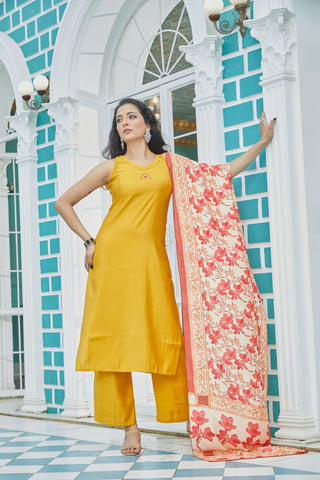 Yellow Floral Kurta Set