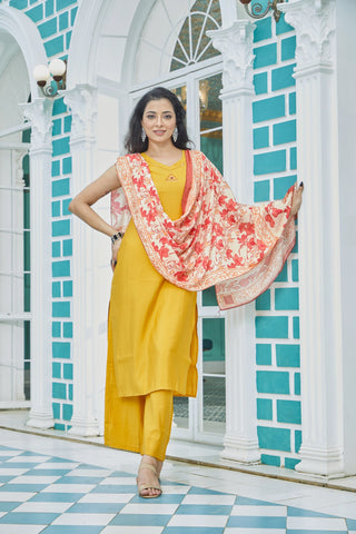 Yellow Floral Kurta Set