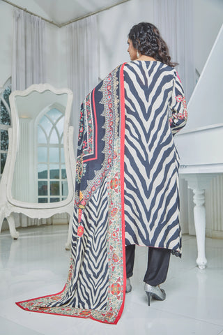 Dark Blue Zebra-Print Kurta Set