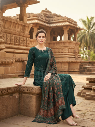 Green Ethnic Kurta Palazzo Set
