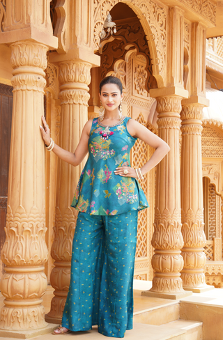Printed Co-ords set With Peplum Top