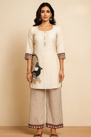 white printed coord set for women