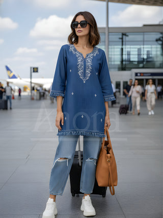 Denim cotton top