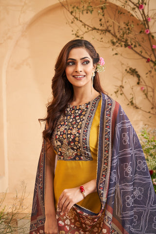 Mustard Bloom Embroidered Set