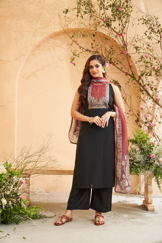 Black Silk Kurta Set