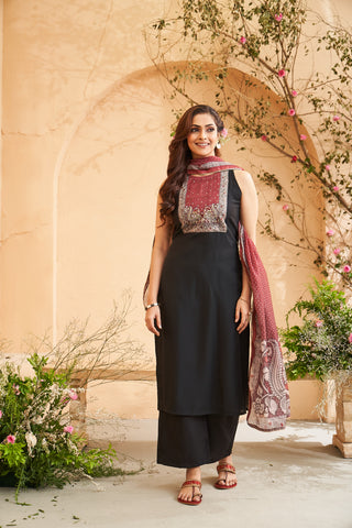 Black Silk Kurta Set