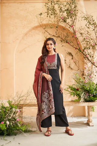 Black Silk Kurta Set