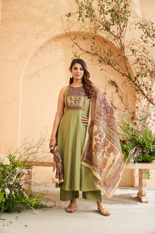 Pista Green Embroidered Set