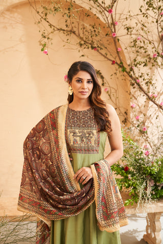 Pista Green Embroidered Set