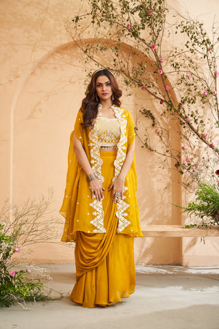 Mustard yellow Sharara Set and Purple Sharara set