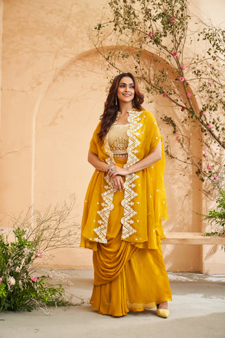 Mustard yellow Sharara Set and Purple Sharara set