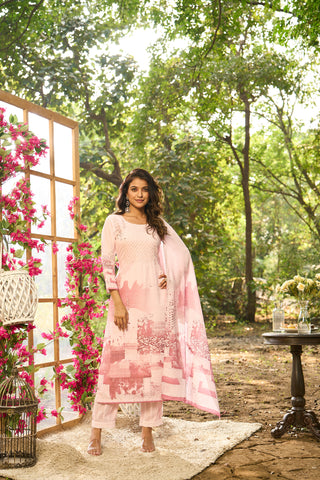 Light Pink Cotton Kurta Set with Matching Dupatta