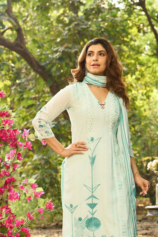 Light Blue Cotton Kurta Set with Matching Dupatta