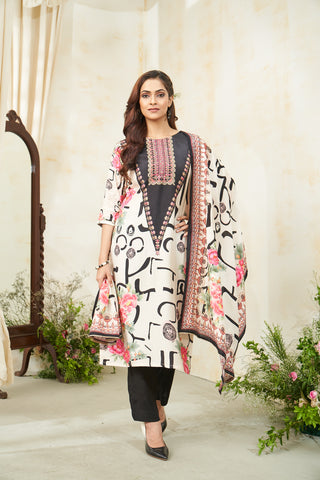 Floral Printed Embroidery Kurta Set