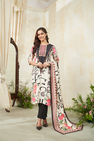 Floral Printed Embroidery Kurta Set