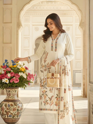 Buy White Embroidered Kurta Set with Dupatta - Anora Fashions