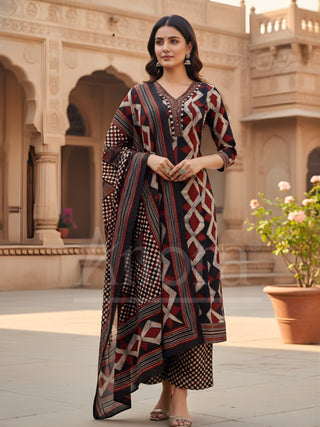 Cotton Kurta Set with Dupatta | Printed Ethnic Outfit