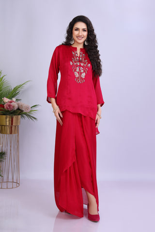 Buy Red Embroidered Co-ord Set