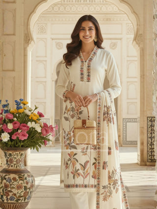 Buy White Embroidered Kurta Set with Dupatta - Anora Fashions