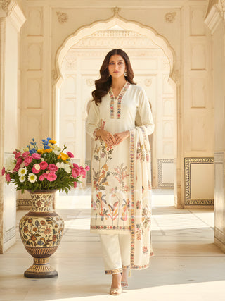 Buy White Embroidered Kurta Set with Dupatta - Anora Fashions