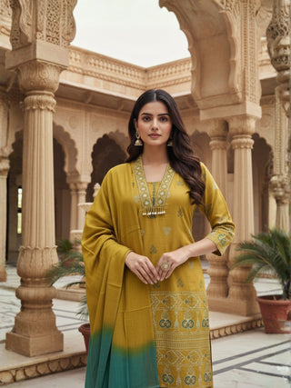 Mustard Yellow Kurta Set with Dupatta