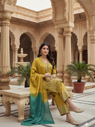 Mustard Yellow Kurta Set with Dupatta